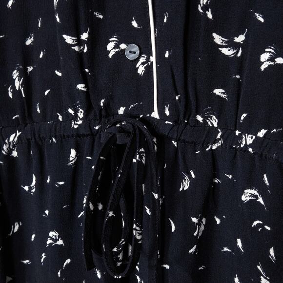 LOFT Women’s Dress Modern Classic Relaxed Minimalist Black Print Piped Trim L - Picture 6 of 11